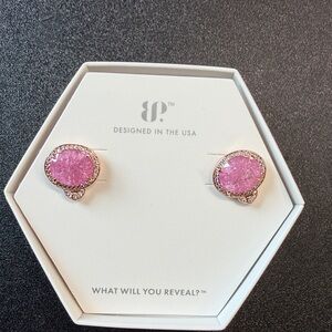 Pink Stone Stud Earrings